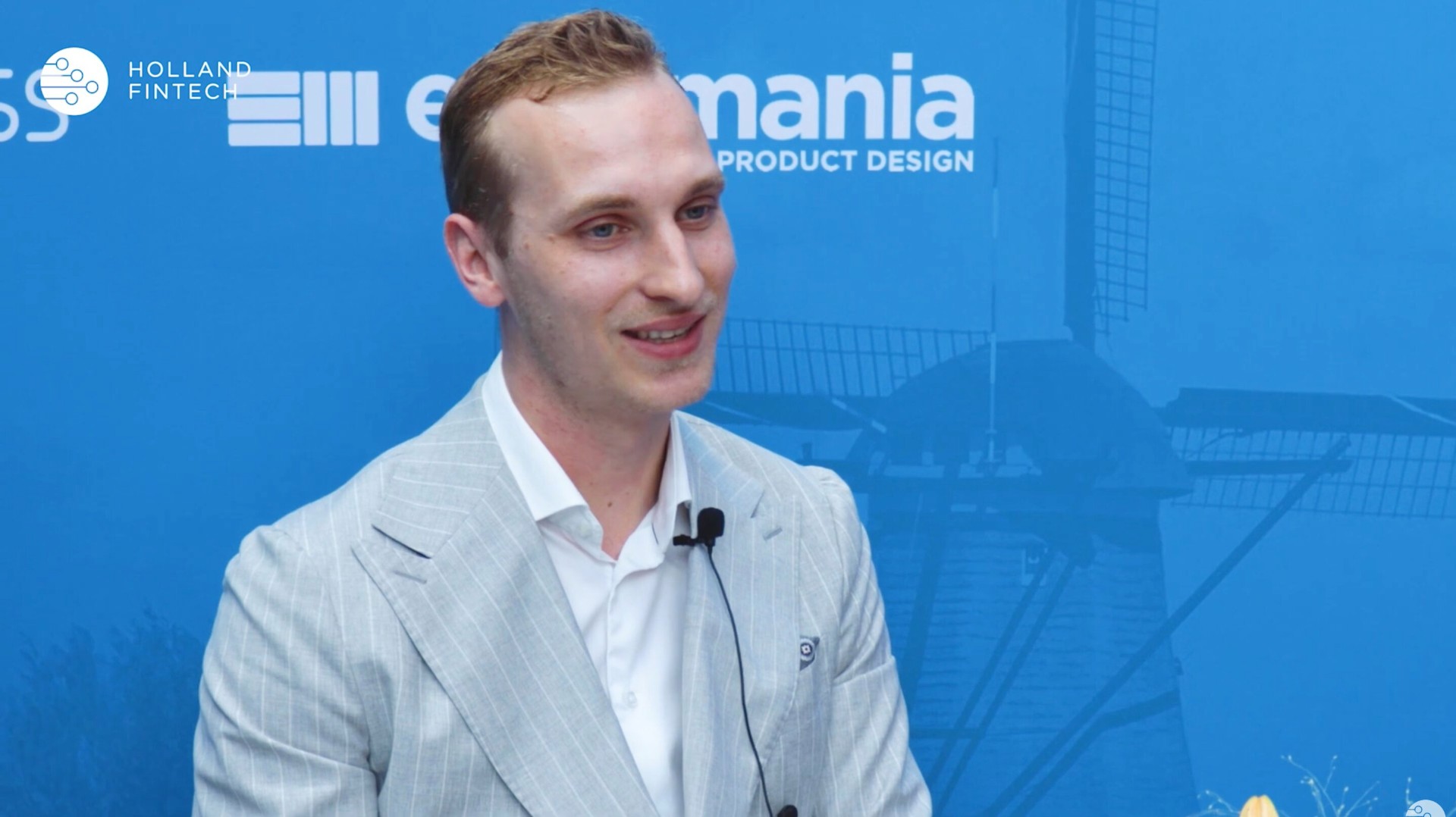 Money 20/20 Europe — on-floor interview frame with Hyarchis for Holland FinTech.
