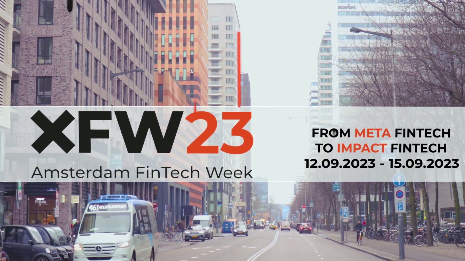 Amsterdam Fintech Week 2023 teaser — energetic event frame for Holland FinTech.